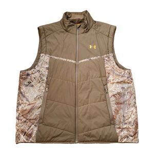 Under Armour Mossy Oak Duck Blind Size 2XL Mens Camouflage Vest Full Zip Brown